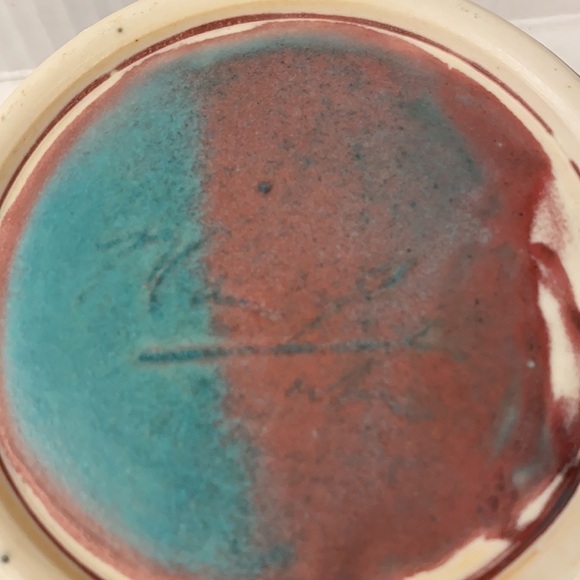 pottery bowl art serving decor ceramic artist signed - Picture 9 of 11